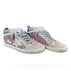 Golden Goose Pink and Gray Glitter Sneakers